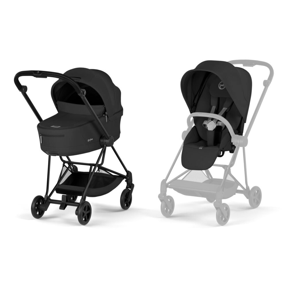 Cybex Mios Comfort Pram and Foldable Carrycot Bundle - Matt Black/Sepia Black