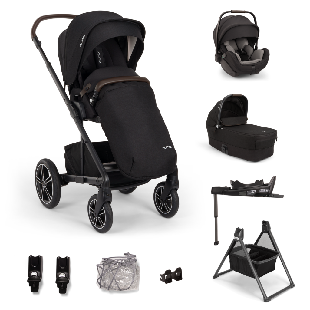 Nuna Mixx Next, Arra Flex and Base Curv Travel System Bundle - Caviar