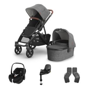 Uppababy Vista V3 Travel System Bundle with Maxi Cosi Pebble Slide Pro and FamilyFix Slide Pro Base - Greyson