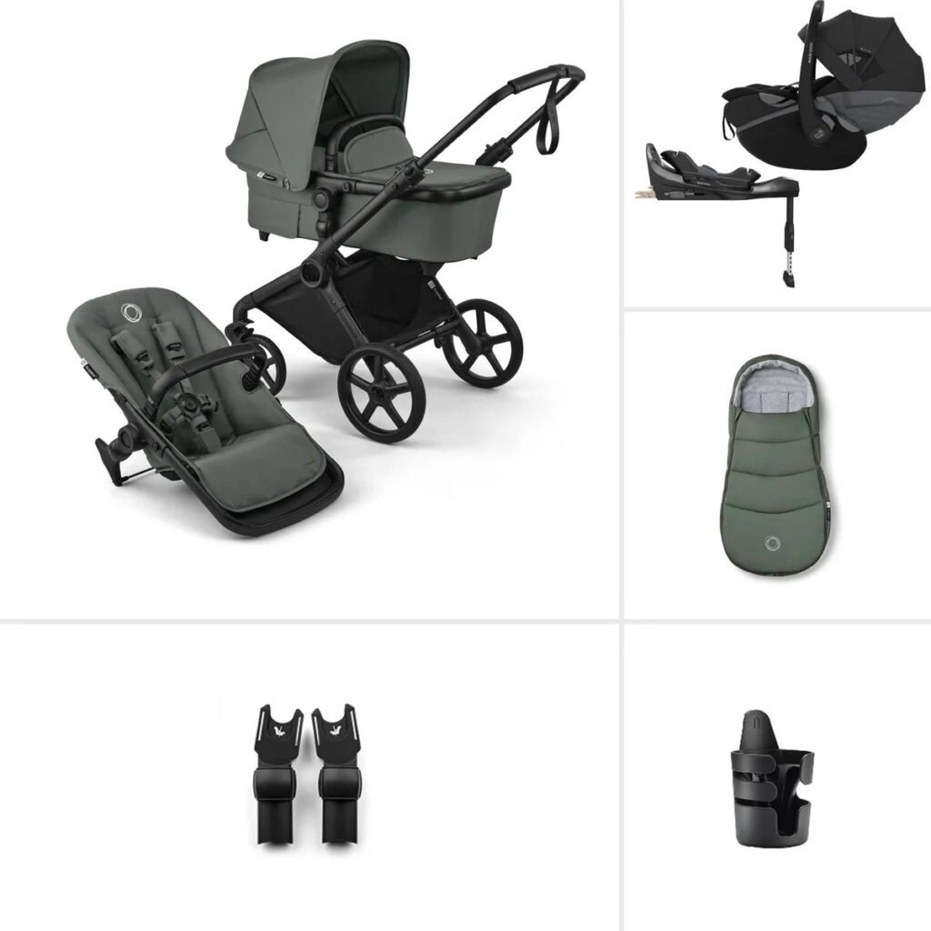Bugaboo Cub & Maxi Cosi Pebble Slide Pro Ultimate Newborn Bundle - Forest Green