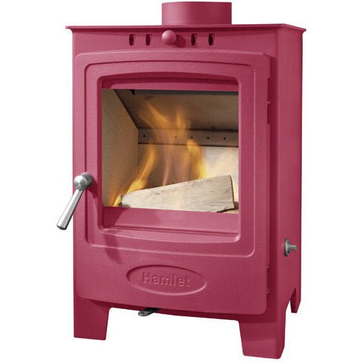 Arada Hamlet Solution 5 Compact Flamingo Pink Stove, Multi Fuel Wood Burning, Freestanding (S4) Ecodesign Approved, Defra Approved