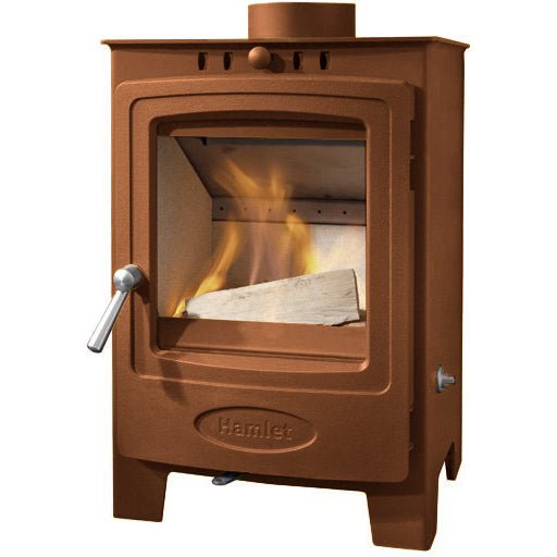 Arada Hamlet Solution 5 Compact Terracotta Stove, Multi Fuel Wood Burning, Freestanding (S4) Ecodesign Approved, Defra Approved
