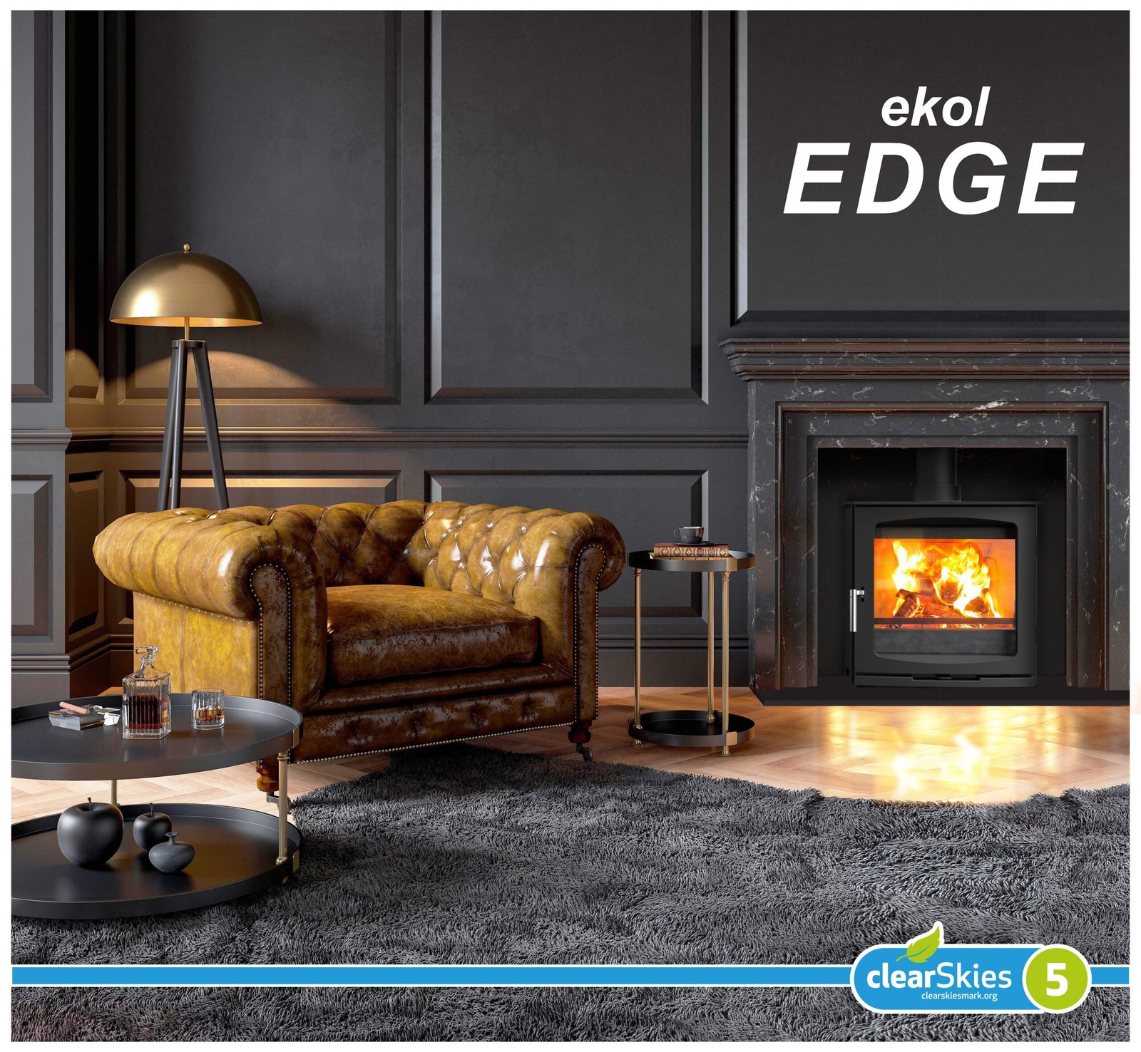 Ekol Edge 5kW Wood Burning Ecodesign Stove (with painted door option)