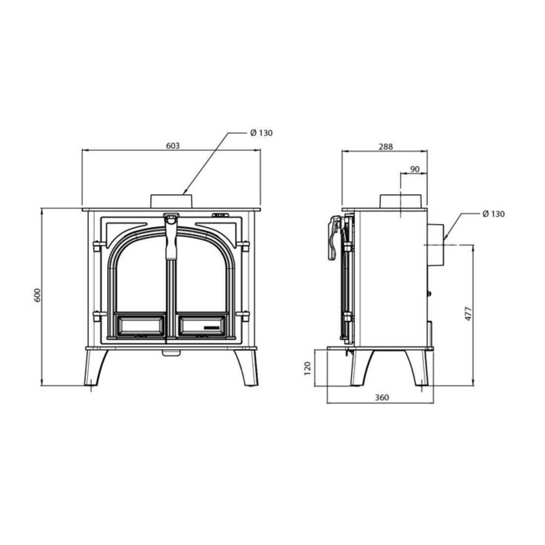 Stovax Stockton 5 Wide Multi Fuel Stove - EcoDesign Ready
